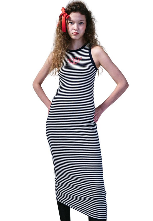 Maxi Dress Sleeveless Alumni Classique Navy Pink