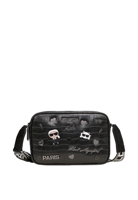 Maybelle Pins Camera Crossbody Black