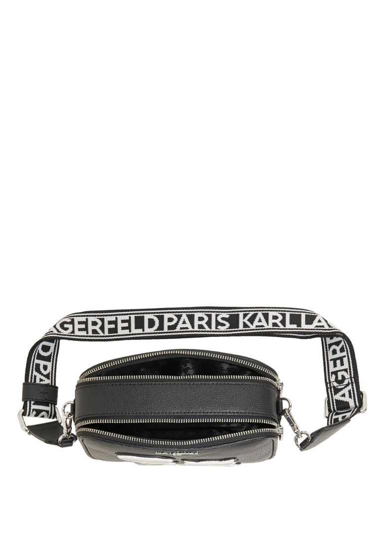 Maybelle Round Head Duo Camera Crossbody Black