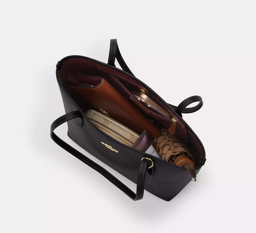 Medium City Tote Bag Gold Black