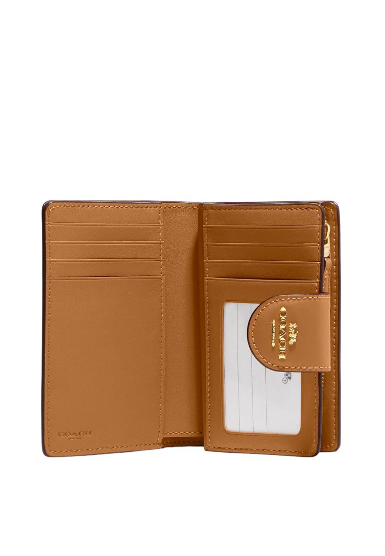 Medium Corner Zip Wallet In Signature Canvas LT Saddle