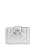 Medium Corner Zip Wallet With Puffy Diamond Quilting Metallic Silver