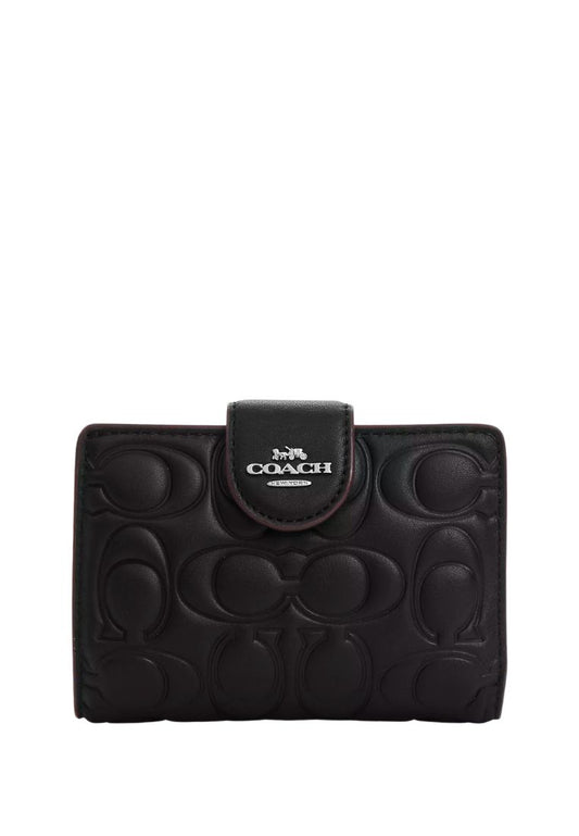 Medium Corner Zip Wallet With Signature Black