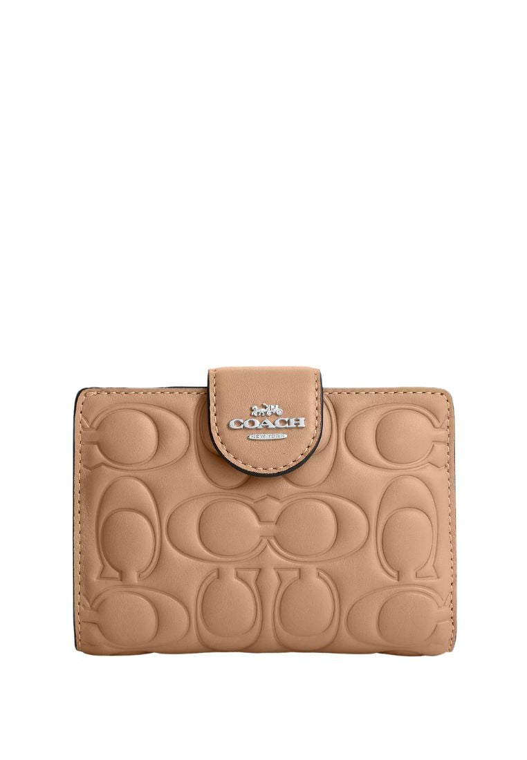 Medium Corner Zip Wallet With Signature Taupe
