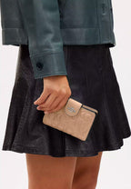 Medium Corner Zip Wallet With Signature Taupe