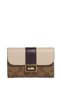 Medium Grace Wallet In Signature Canvas Light Khaki Chalk
