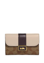 Medium Grace Wallet In Signature Canvas Light Khaki Chalk
