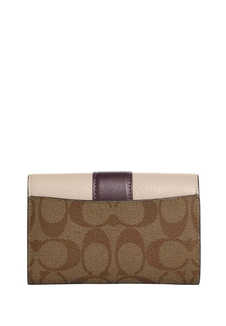 Medium Grace Wallet In Signature Canvas Light Khaki Chalk