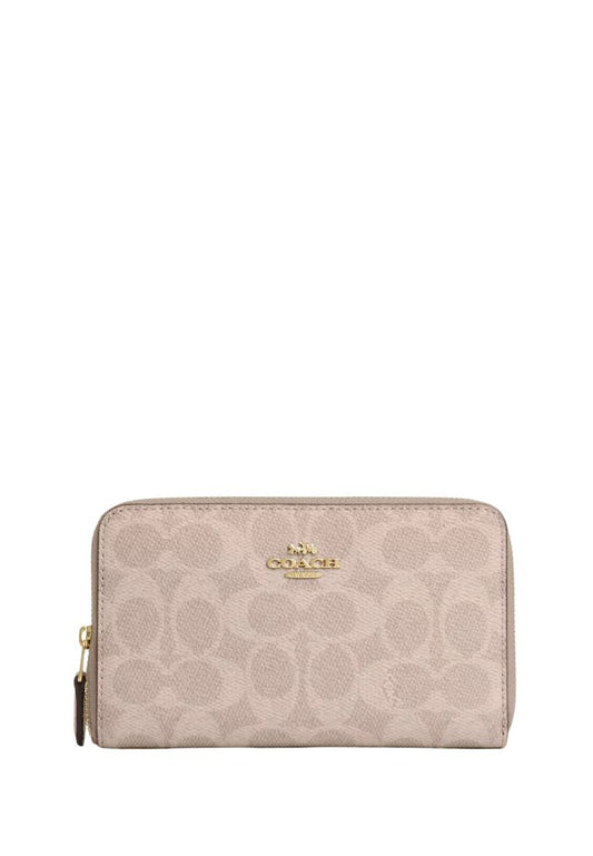 Medium Id Zip Wallet In Signature Canvas Sand Chalk