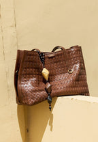 Medium Lattice Tote - Sandal