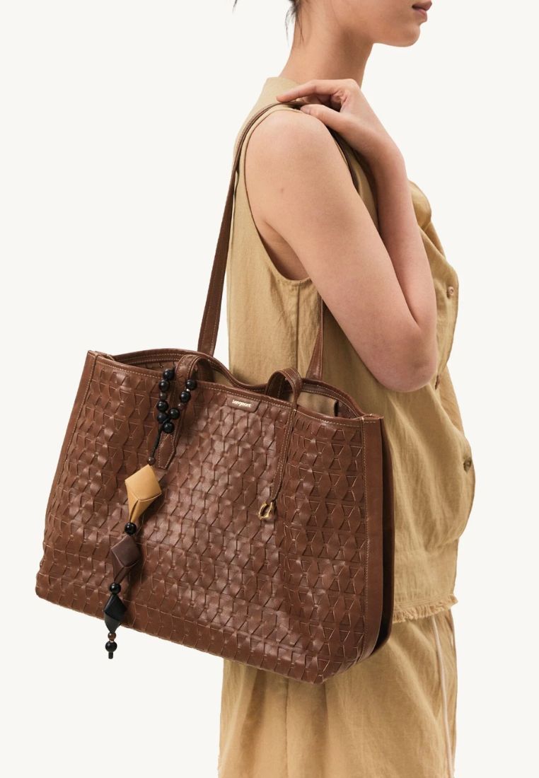 Medium Lattice Tote - Sandal