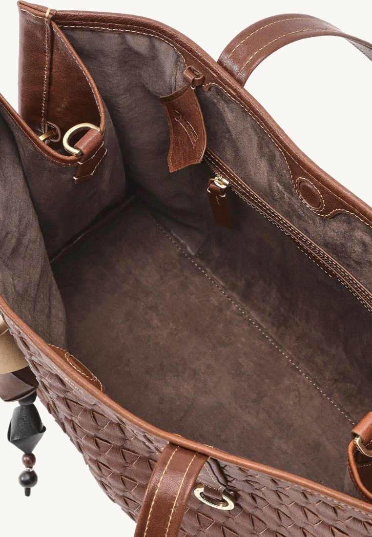 Medium Lattice Tote - Sandal
