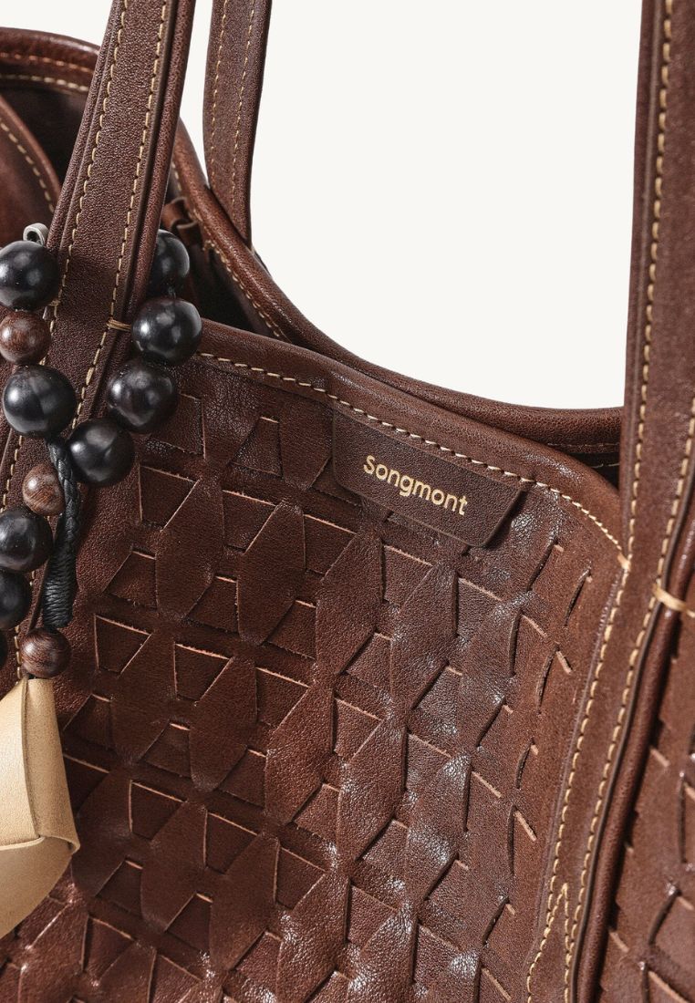 Medium Lattice Tote - Sandal