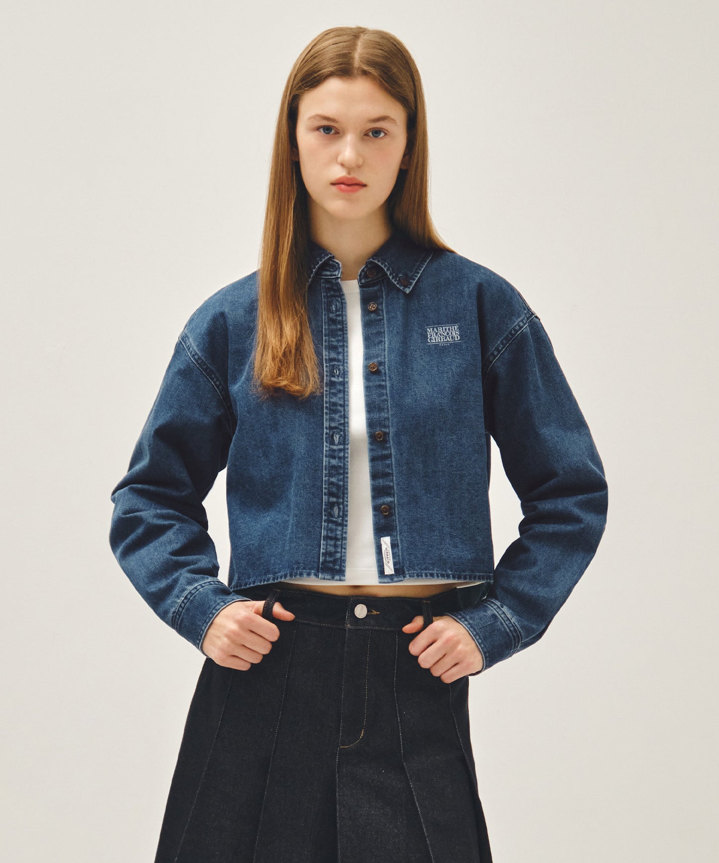 W CROP DENIM SHIRT blue