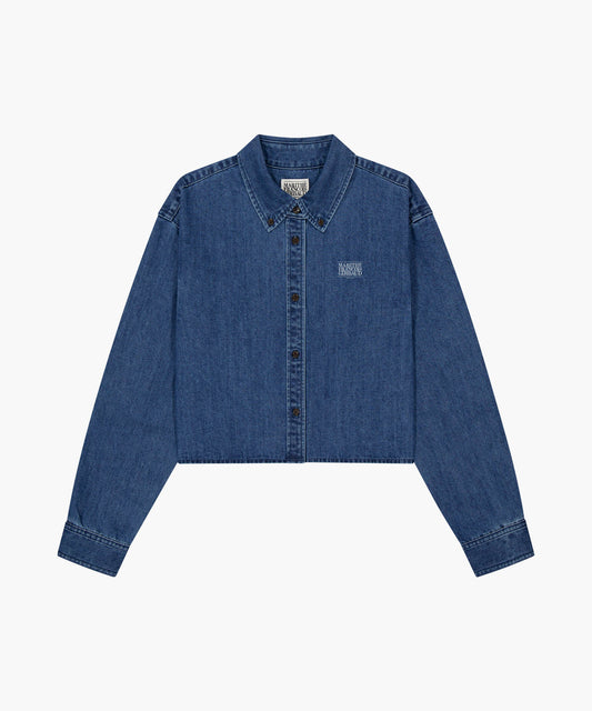 W CROP DENIM SHIRT blue