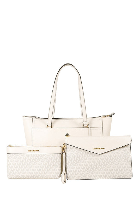Maisie Large Pebbled Leather 3 in 1 Tote Bag Cream