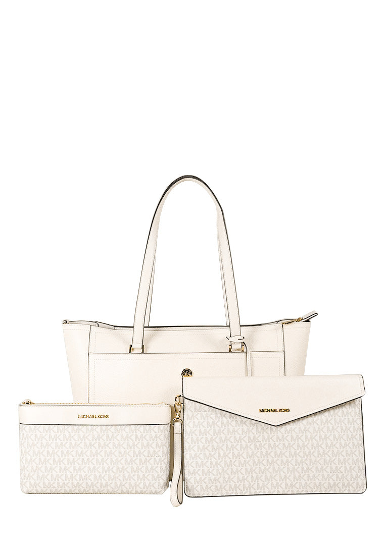 Maisie Large Pebbled Leather 3 in 1 Tote Bag Cream