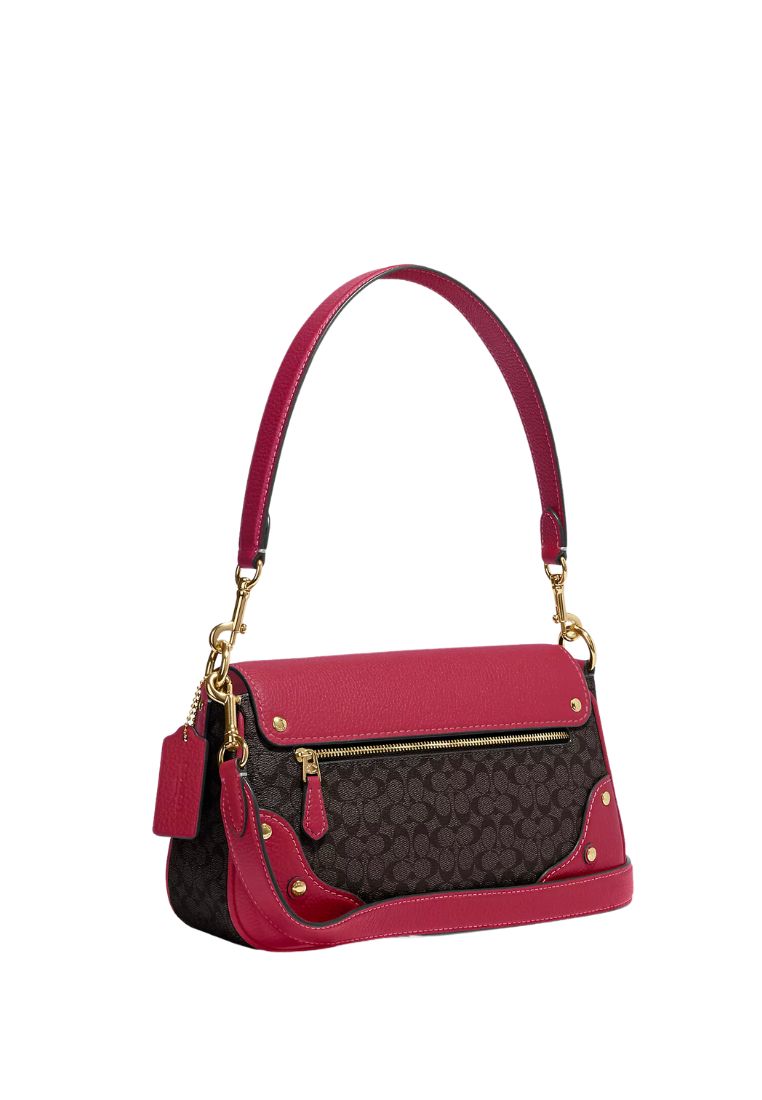 Millie Shoulder Bag In Colorblock Signature Canvas Brown Pink
