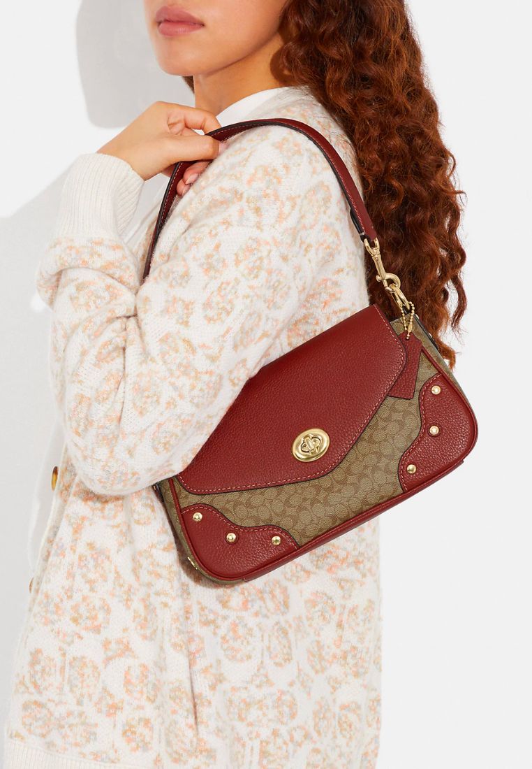 Millie Shoulder Bag In Colorblock Signature Canvas Terracotta