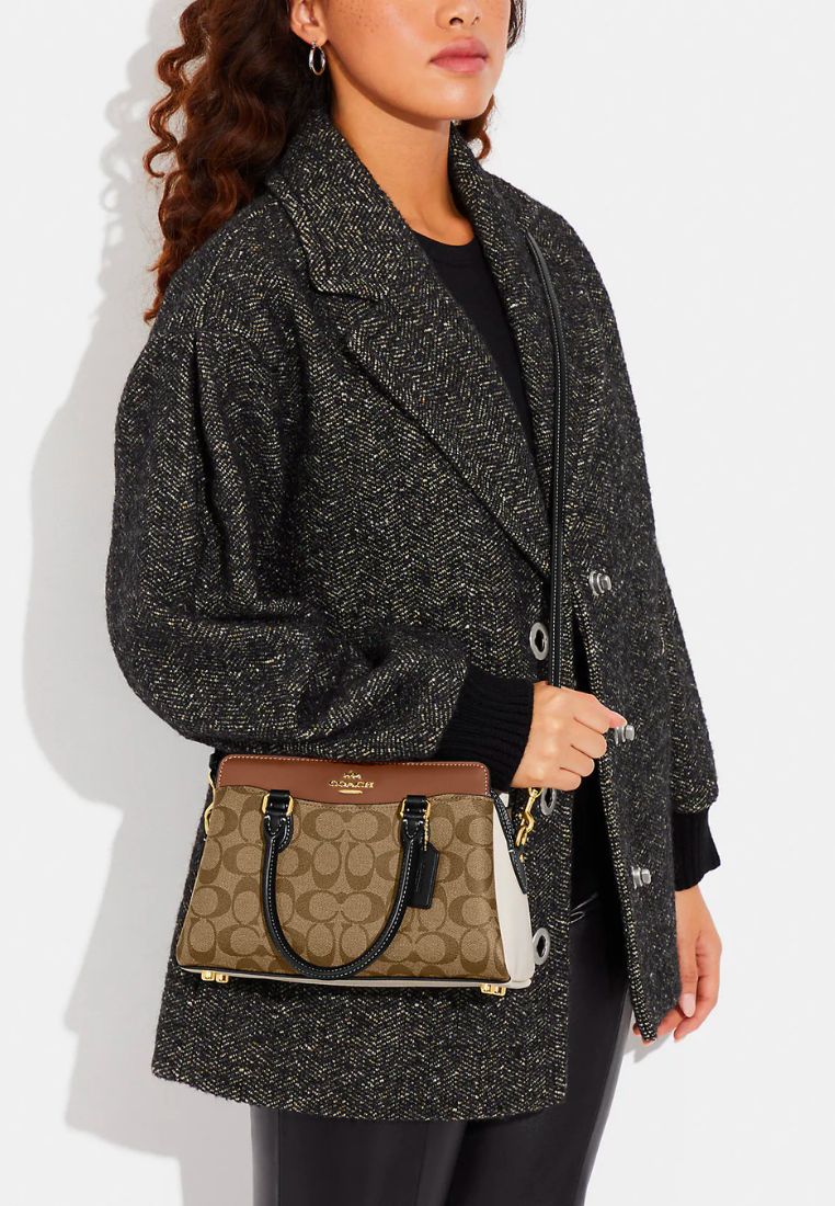 Mini Darcie Carryall In Colorblock Signature Canvas Khaki Multi