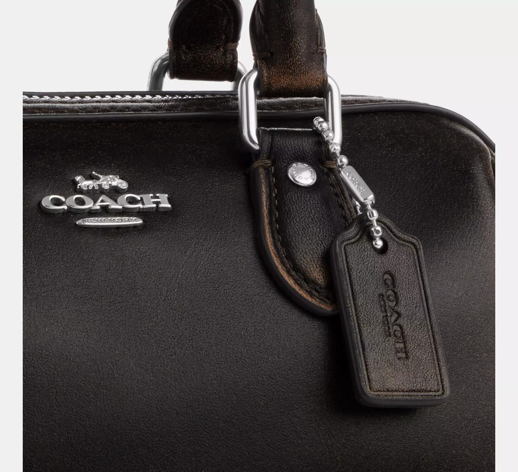 Mini Rowan Crossbody Bag In Loved Leather Silver Black Brown