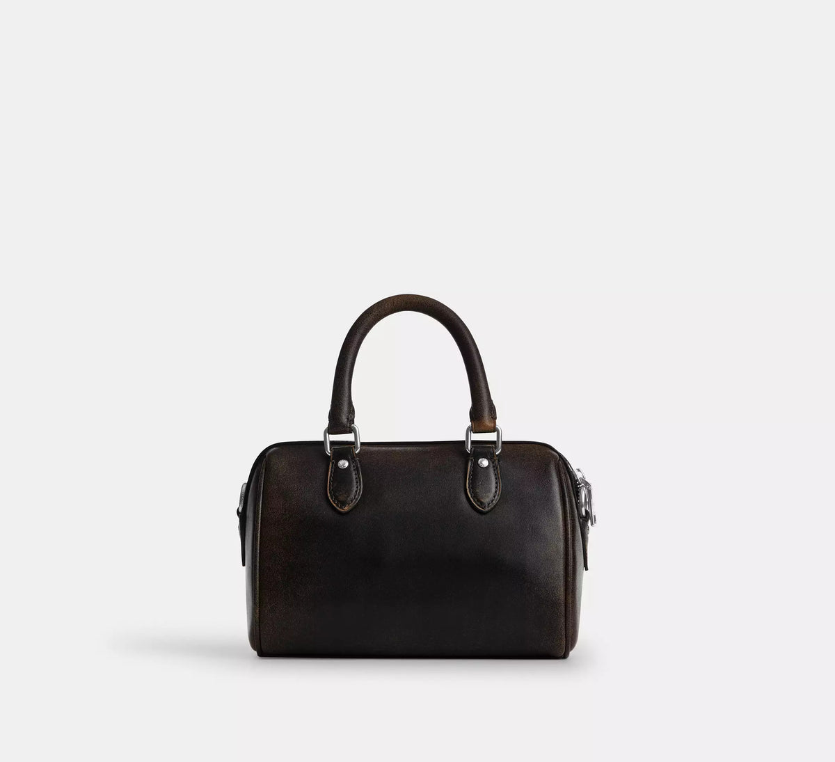 Mini Rowan Crossbody Bag In Loved Leather Silver Black Brown