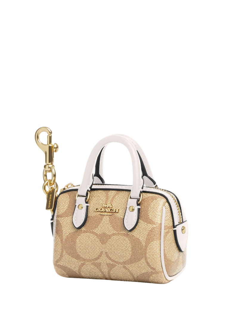 Mini Rowan Satchel Bag Charm In Signature Canvas Light Khaki Chalk