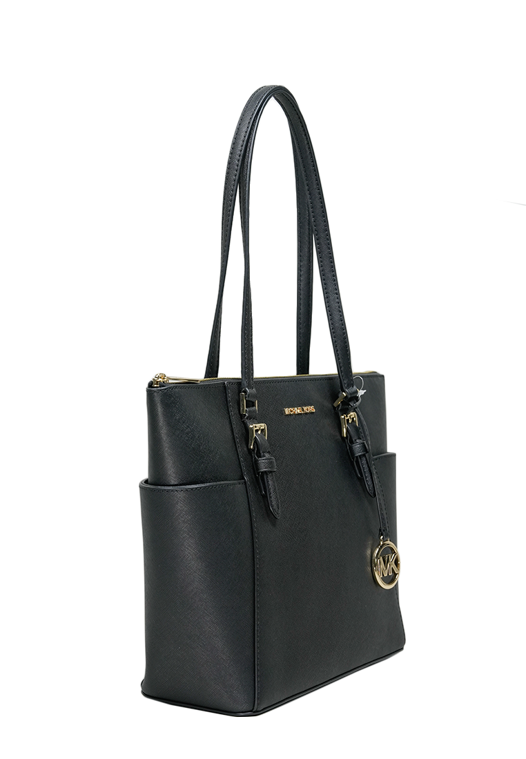 Charlotte Large Top Zip Tote Solid Black