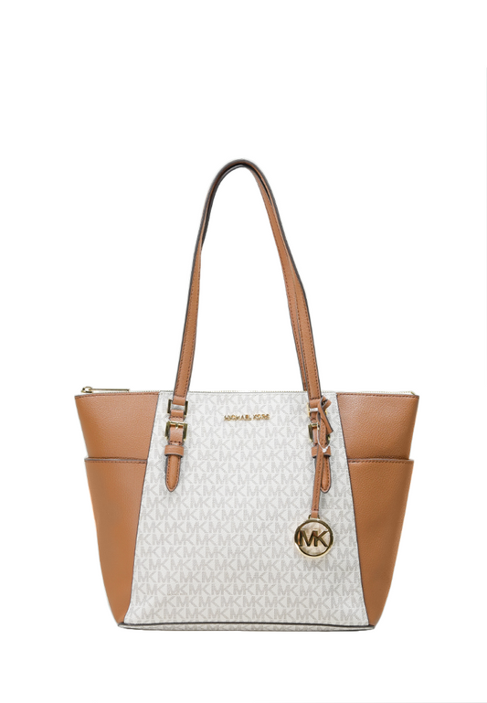Charlotte Large Top Zip Tote Vanilla