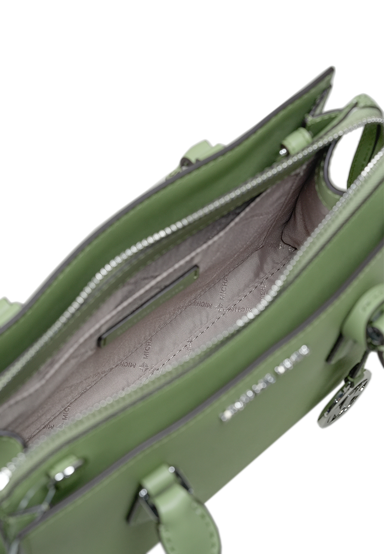 Sheila Small Faux Saffiano Leather Satchel Light Sage