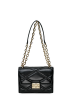 Serena Small Quilted Faux Leather Crossbody Bag Black Gold