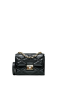 Serena Small Quilted Faux Leather Crossbody Bag Black Gold