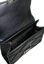 Serena Small Quilted Faux Leather Crossbody Bag Black Silver