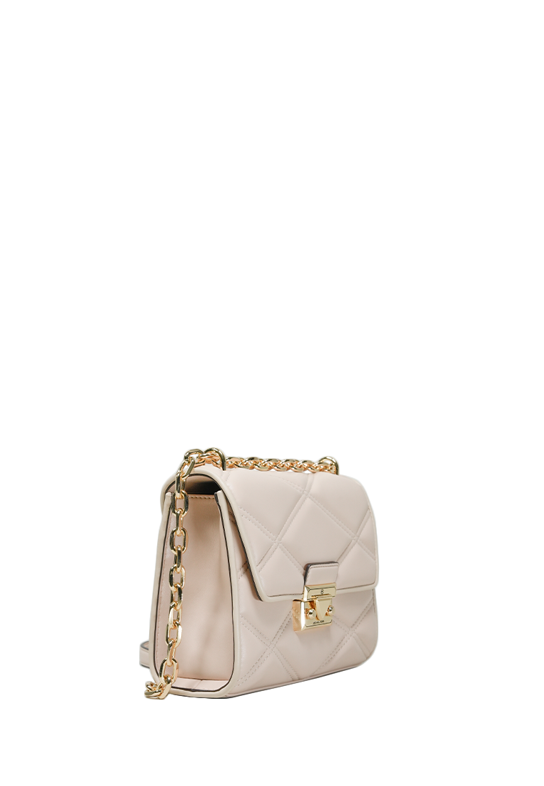 Serena Small Quilted Faux Leather Crossbody Bag Buff
