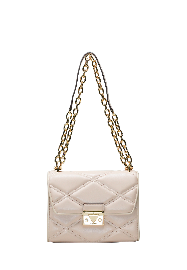 Serena Small Quilted Faux Leather Crossbody Bag Buff