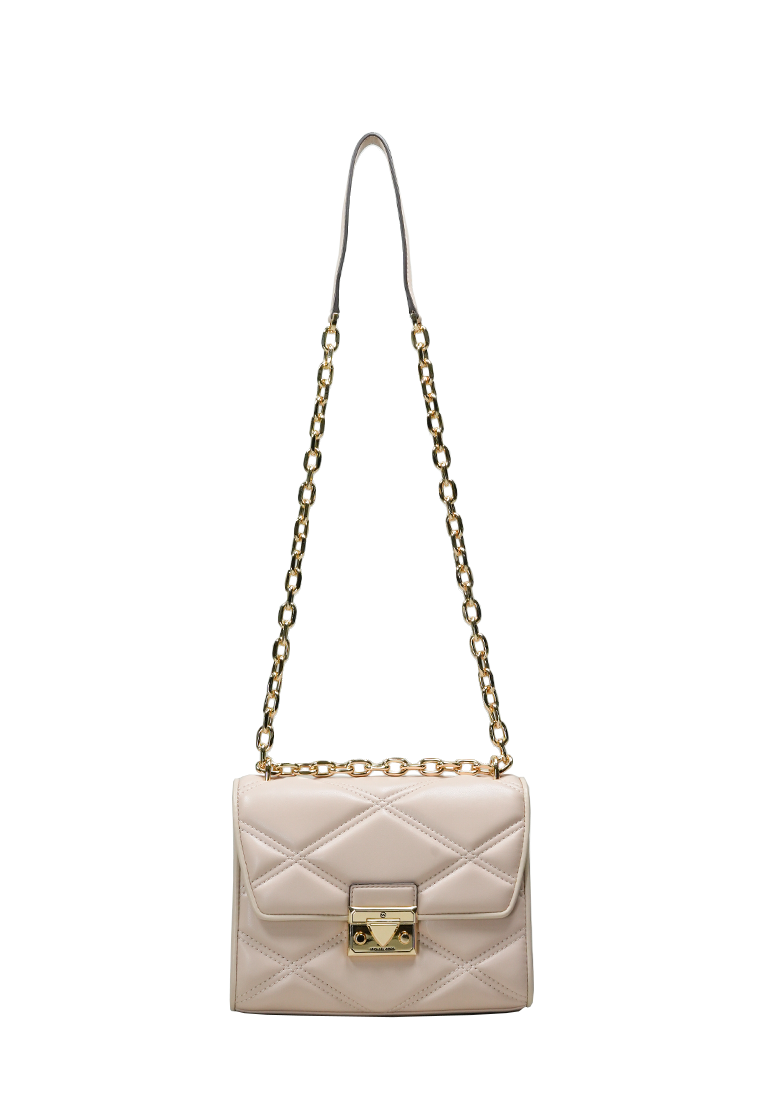 Serena Small Quilted Faux Leather Crossbody Bag Buff