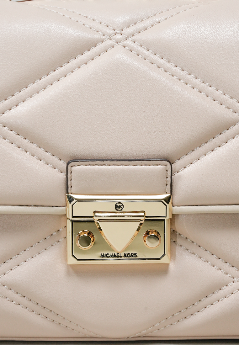 Serena Small Quilted Faux Leather Crossbody Bag Buff