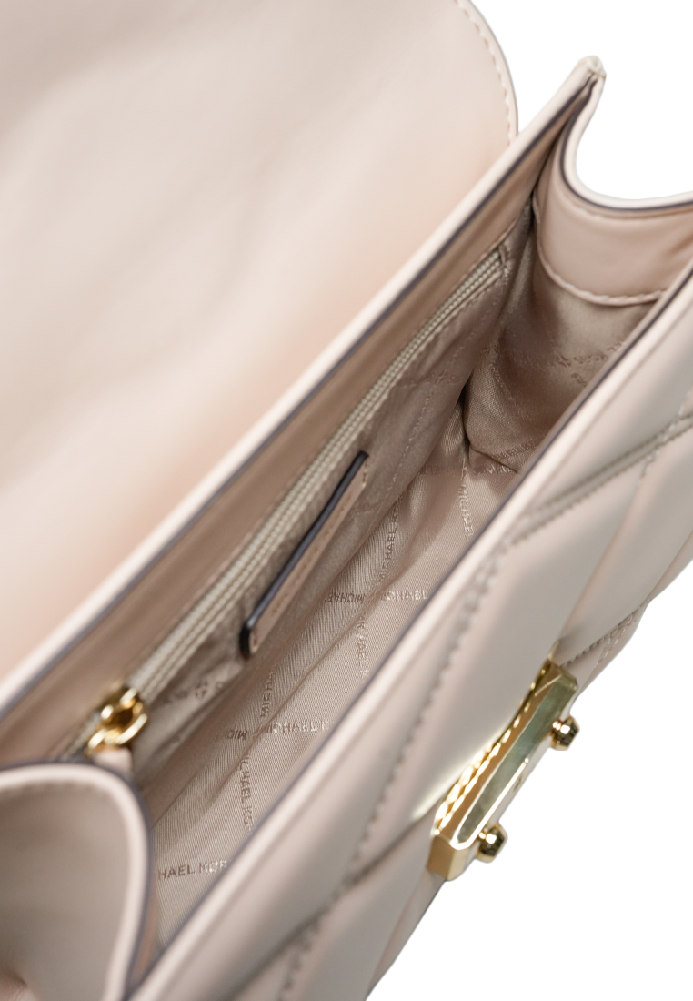 Serena Small Quilted Faux Leather Crossbody Bag Buff