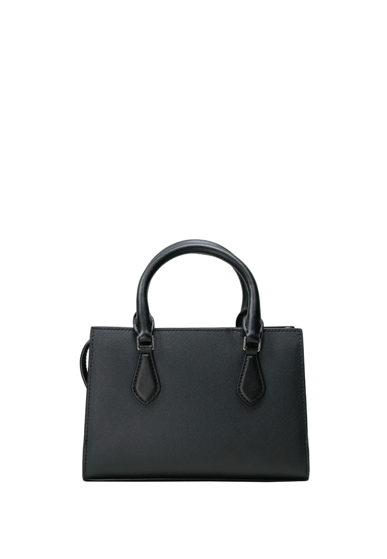 Sheila Small Faux Saffiano Leather Satchel Black