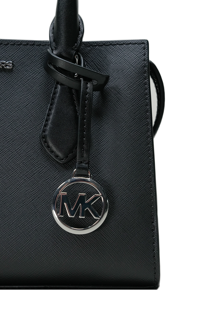 Sheila Small Faux Saffiano Leather Satchel Black