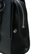 Sheila Small Faux Saffiano Leather Satchel Black