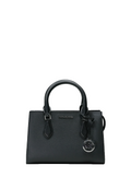 Sheila Small Faux Saffiano Leather Satchel Black