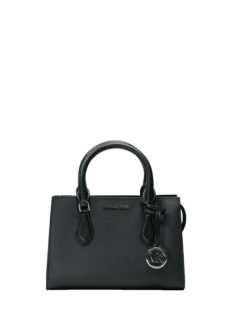 Sheila Small Faux Saffiano Leather Satchel Black