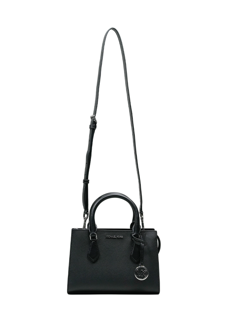 Sheila Small Faux Saffiano Leather Satchel Black