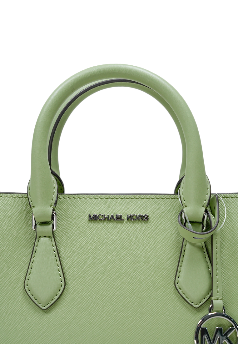 Sheila Small Faux Saffiano Leather Satchel Light Sage