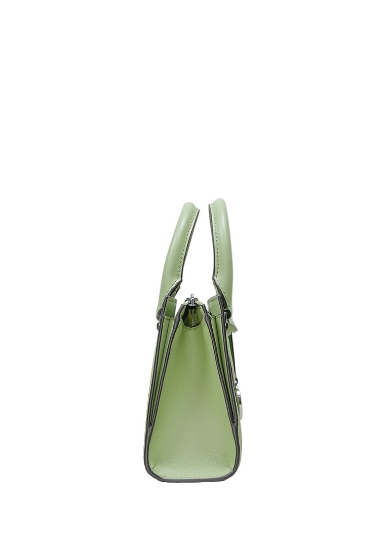 Sheila Small Faux Saffiano Leather Satchel Light Sage