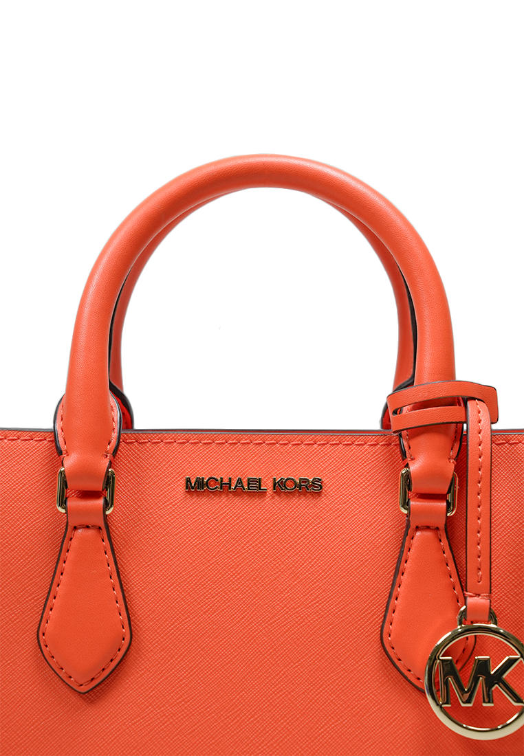 Sheila Small Faux Saffiano Leather Satchel Poppy