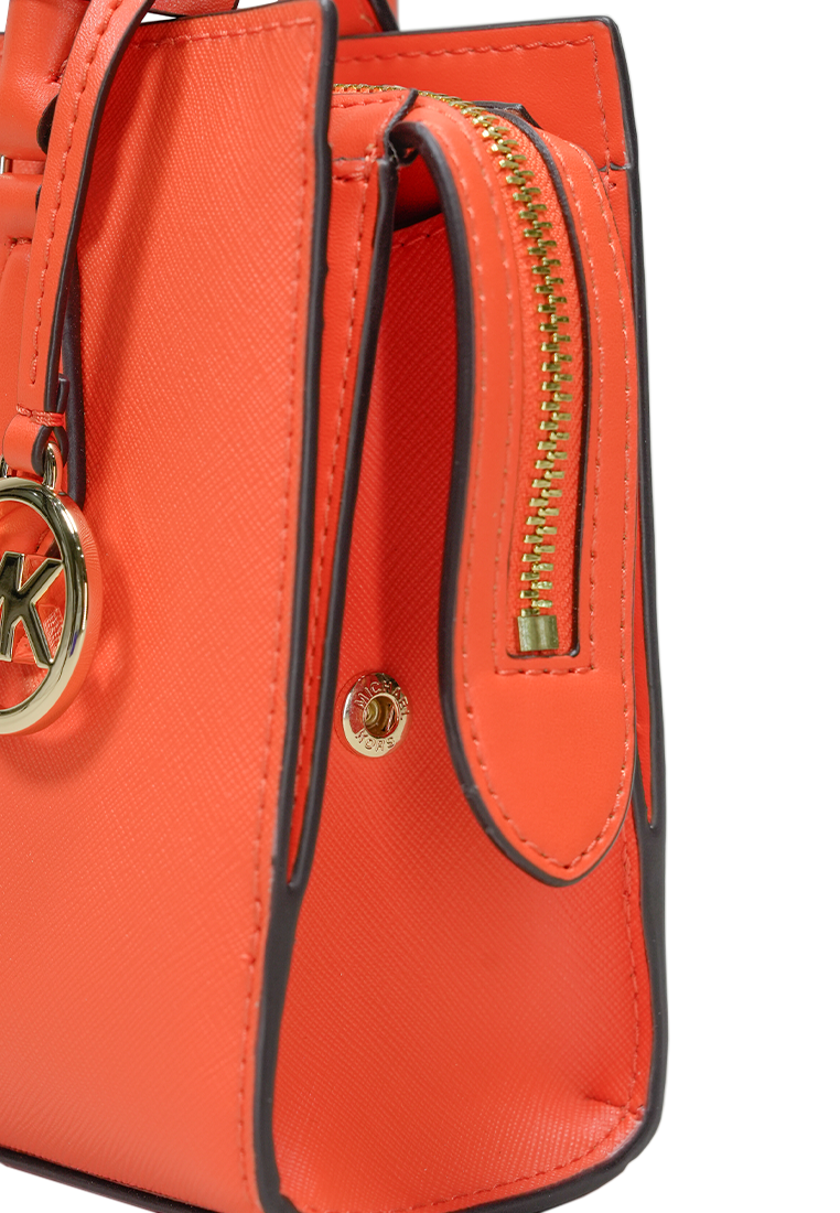 Sheila Small Faux Saffiano Leather Satchel Poppy