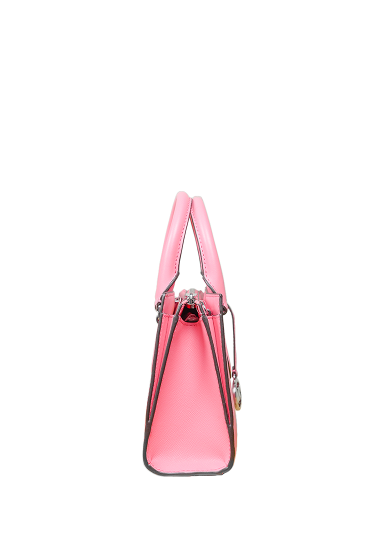 Sheila Small Faux Saffiano Leather Satchel Tea Rose