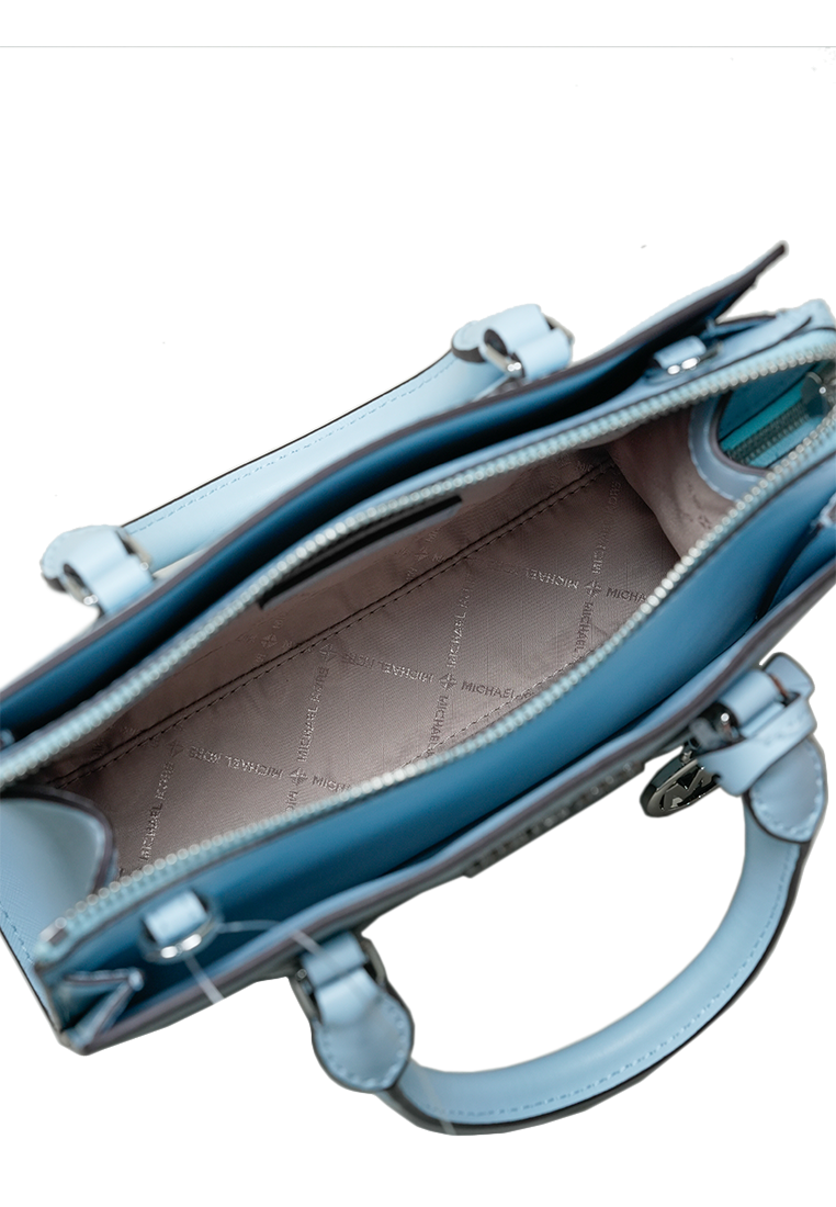 Sheila Small Faux Saffiano Leather Satchel Vista Blue